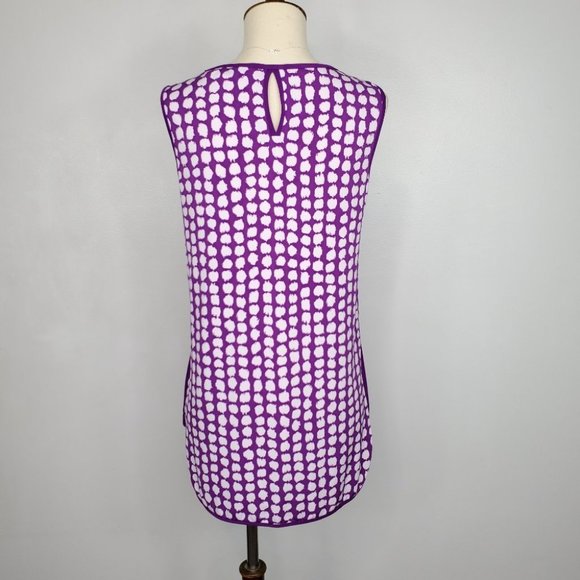 Susan Graver Liquid Knit Purple Circles Top, Size XS - Picture 7 of 11